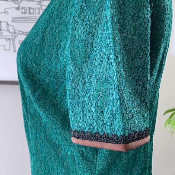 💚Stylish Patterned Shirtsleeves Qipao Emerald Green - Picture 6 of 8